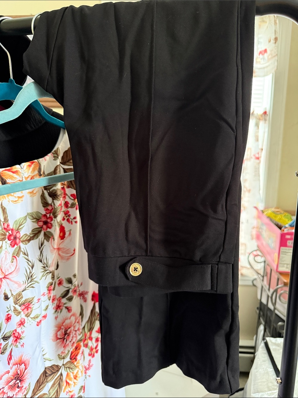 Michael Kors Black Straight-Leg Button-Tab Pants